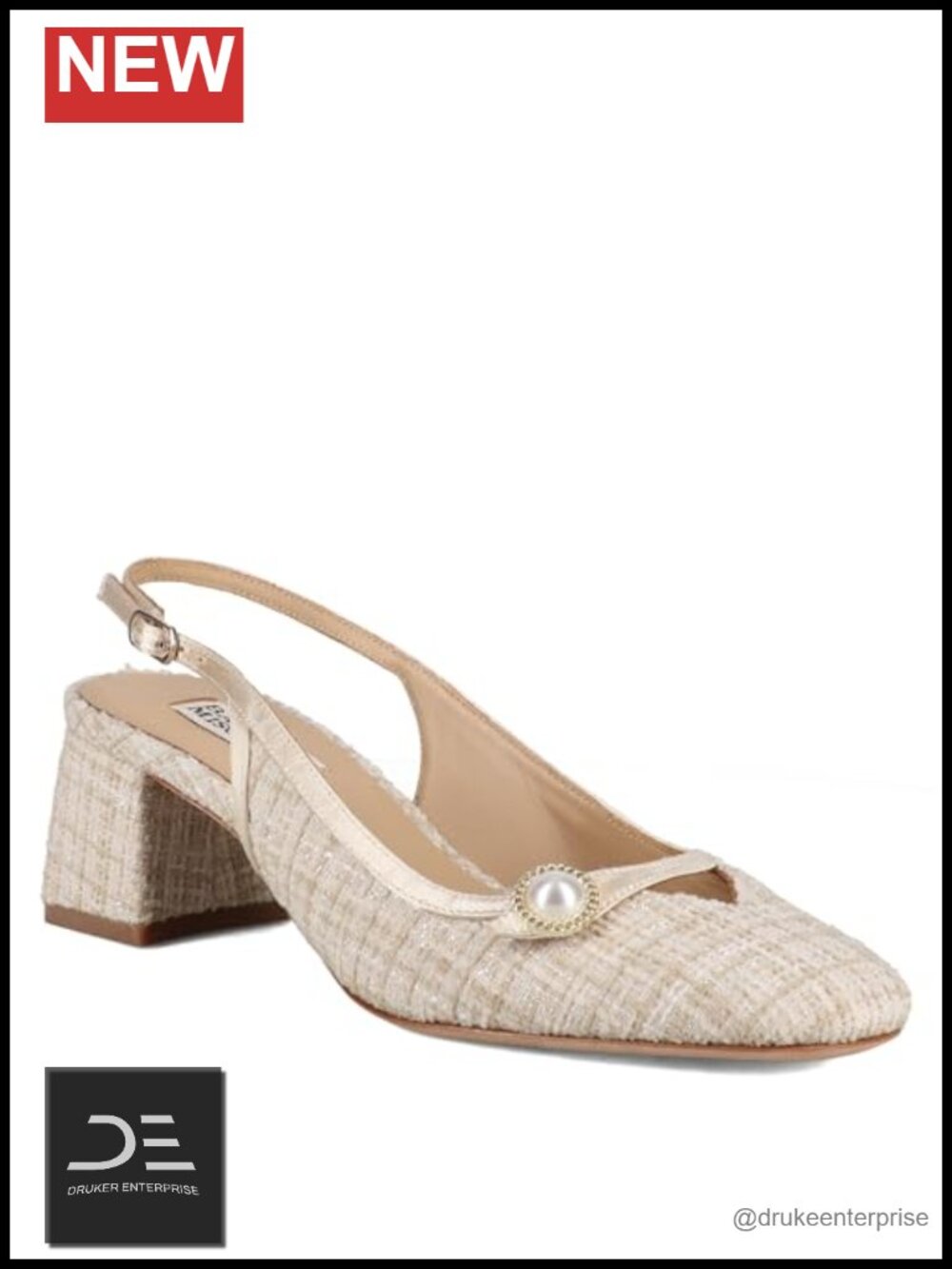 Badgley Mischka Women's Veera Block Heel Pumps Cream Tweed - Size?